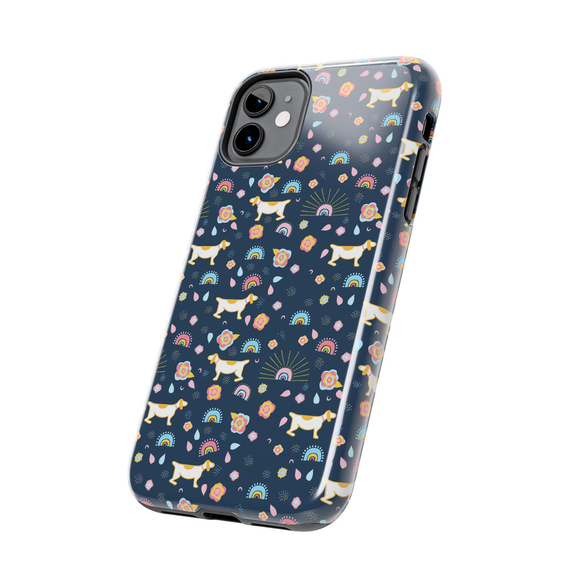 Dachshund Rainbows Tough Phone Case — Cute Floral Wiener Dog Protective Cover