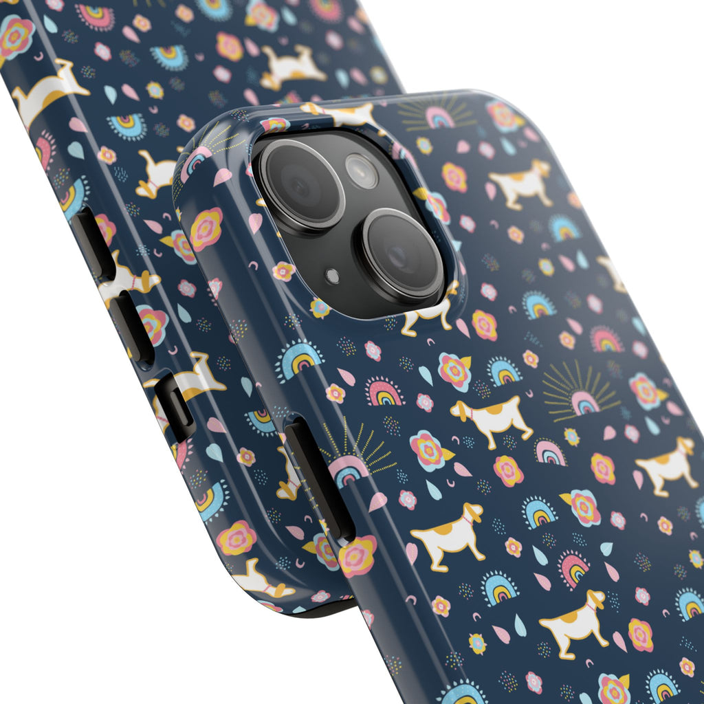 Dachshund Rainbows Tough Phone Case — Cute Floral Wiener Dog Protective Cover