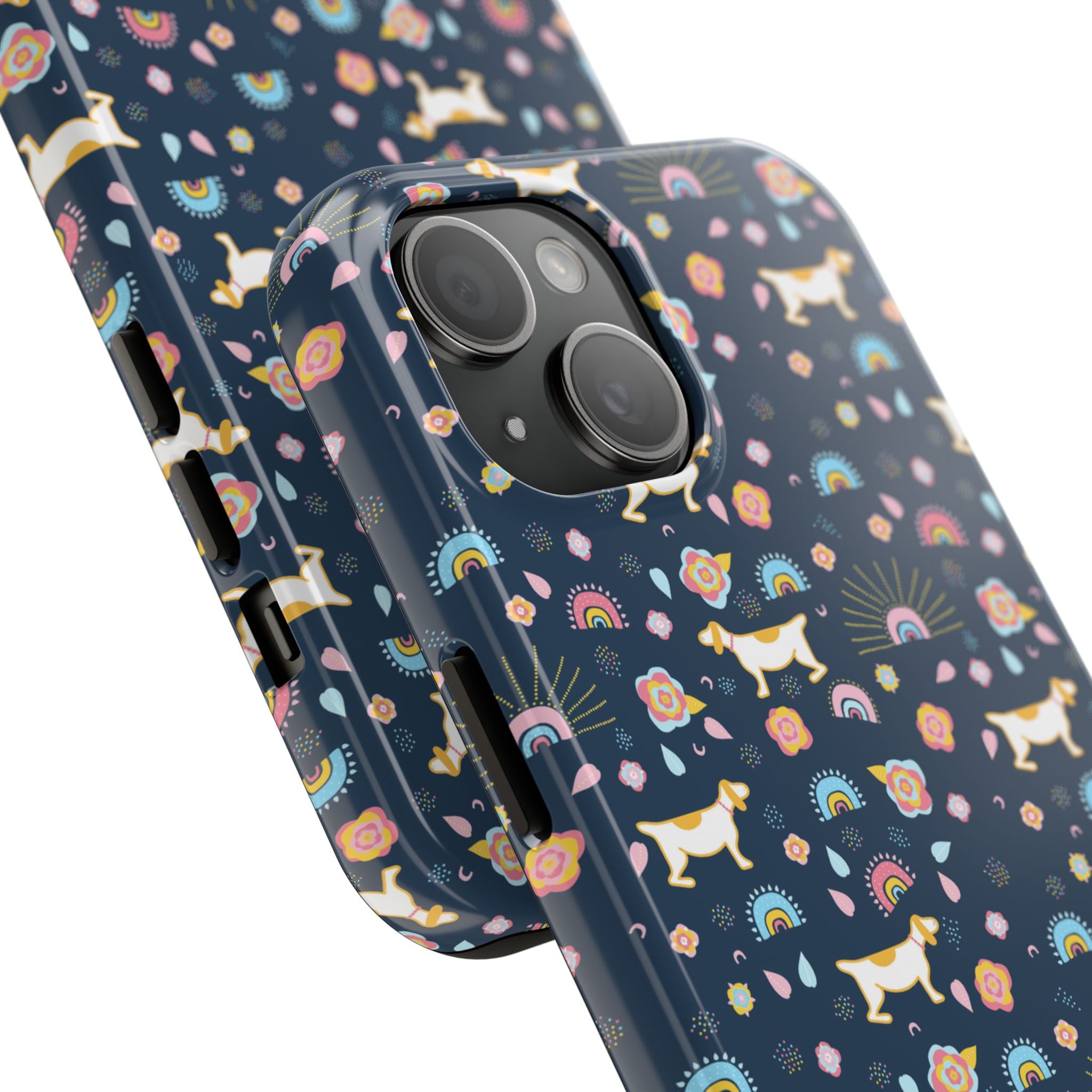 Dachshund Rainbows Tough Phone Case — Cute Floral Wiener Dog Protective Cover