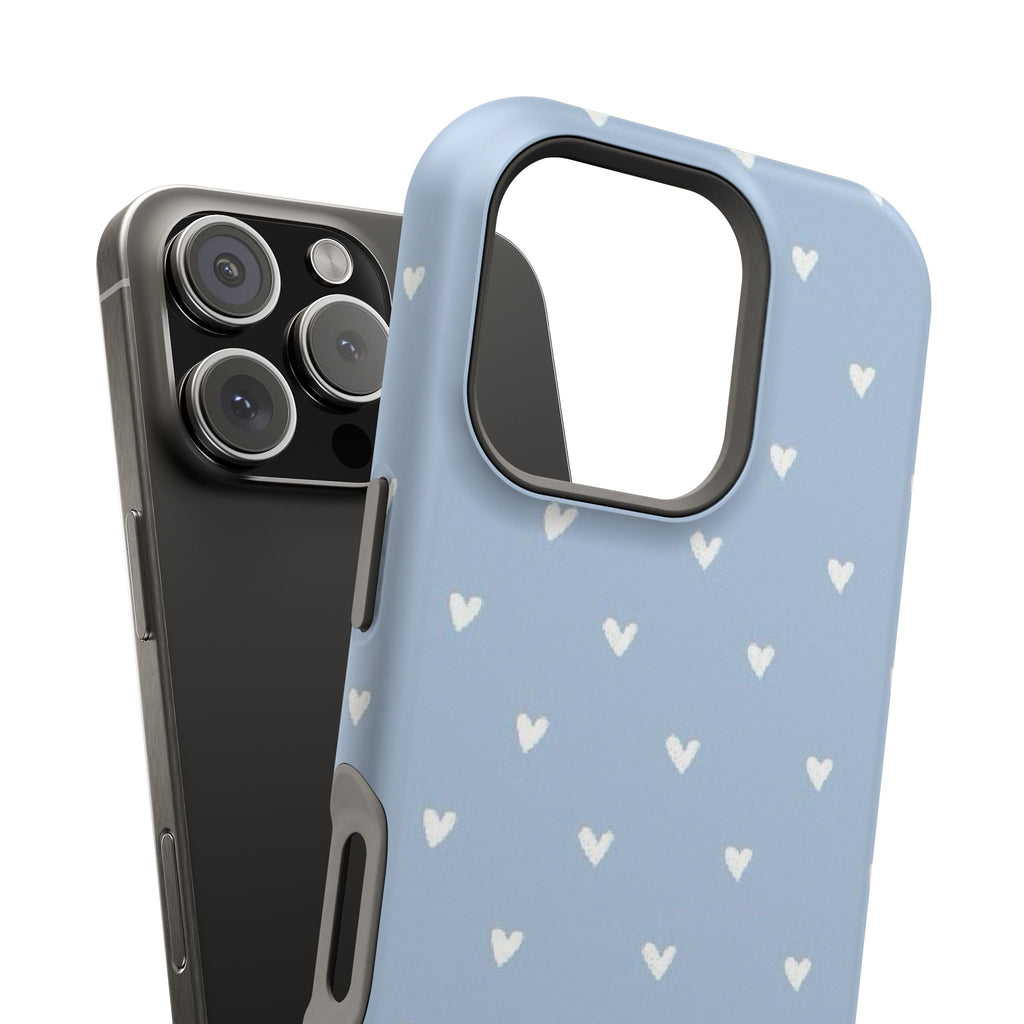 Blue Heart Pattern Magnetic Impact-Resistant Phone Case