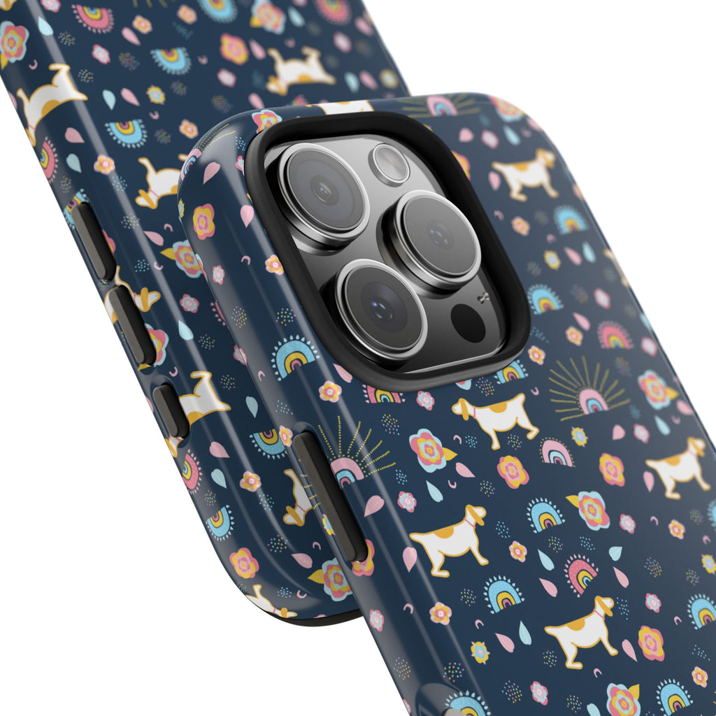 Dachshund Rainbows Tough Phone Case — Cute Floral Wiener Dog Protective Cover