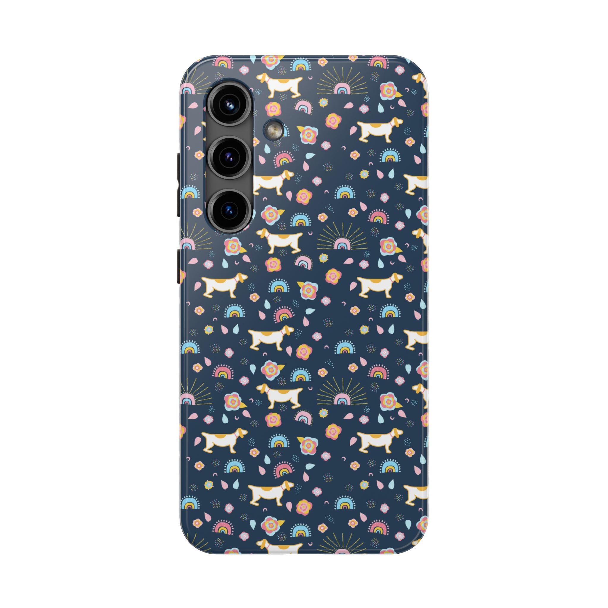 Dachshund Rainbows Tough Phone Case — Cute Floral Wiener Dog Protective Cover