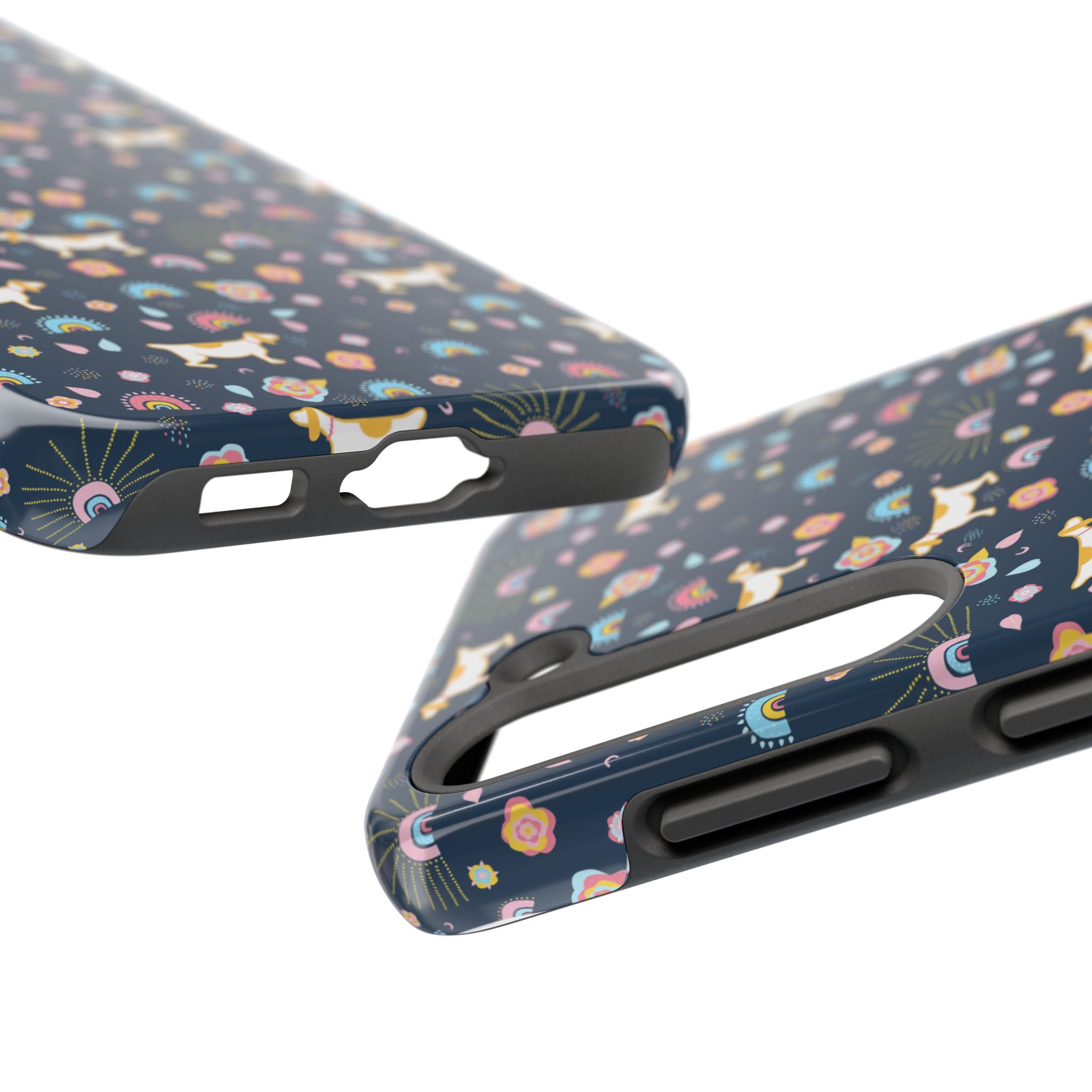 Dachshund Rainbows Tough Phone Case — Cute Floral Wiener Dog Protective Cover