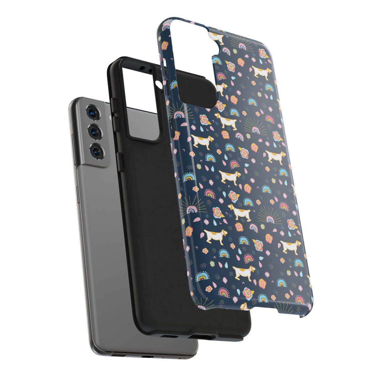 Dachshund Rainbows Tough Phone Case — Cute Floral Wiener Dog Protective Cover