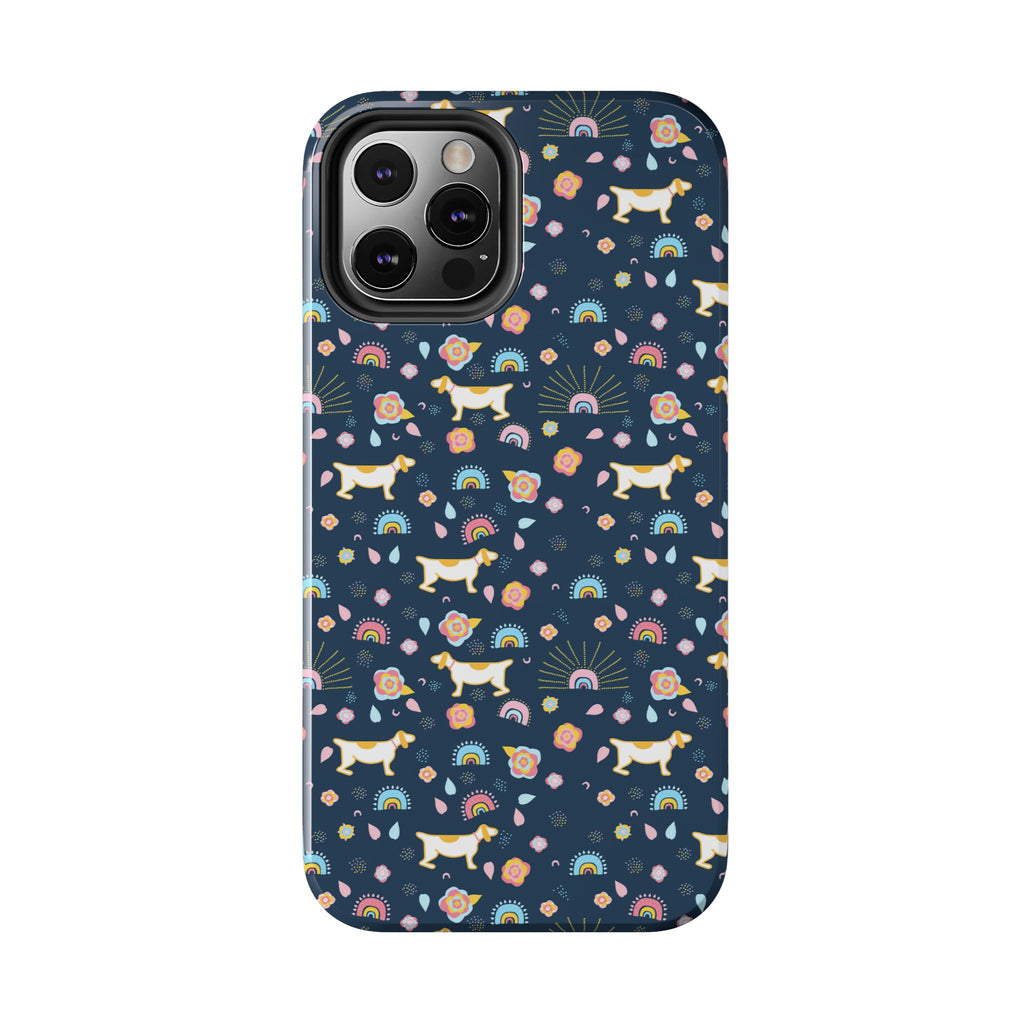 Dachshund Rainbows Tough Phone Case — Cute Floral Wiener Dog Protective Cover