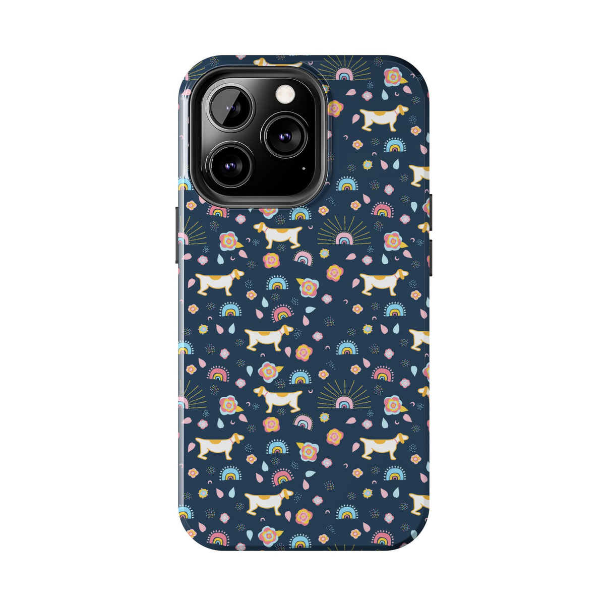 Dachshund Rainbows Tough Phone Case — Cute Floral Wiener Dog Protective Cover