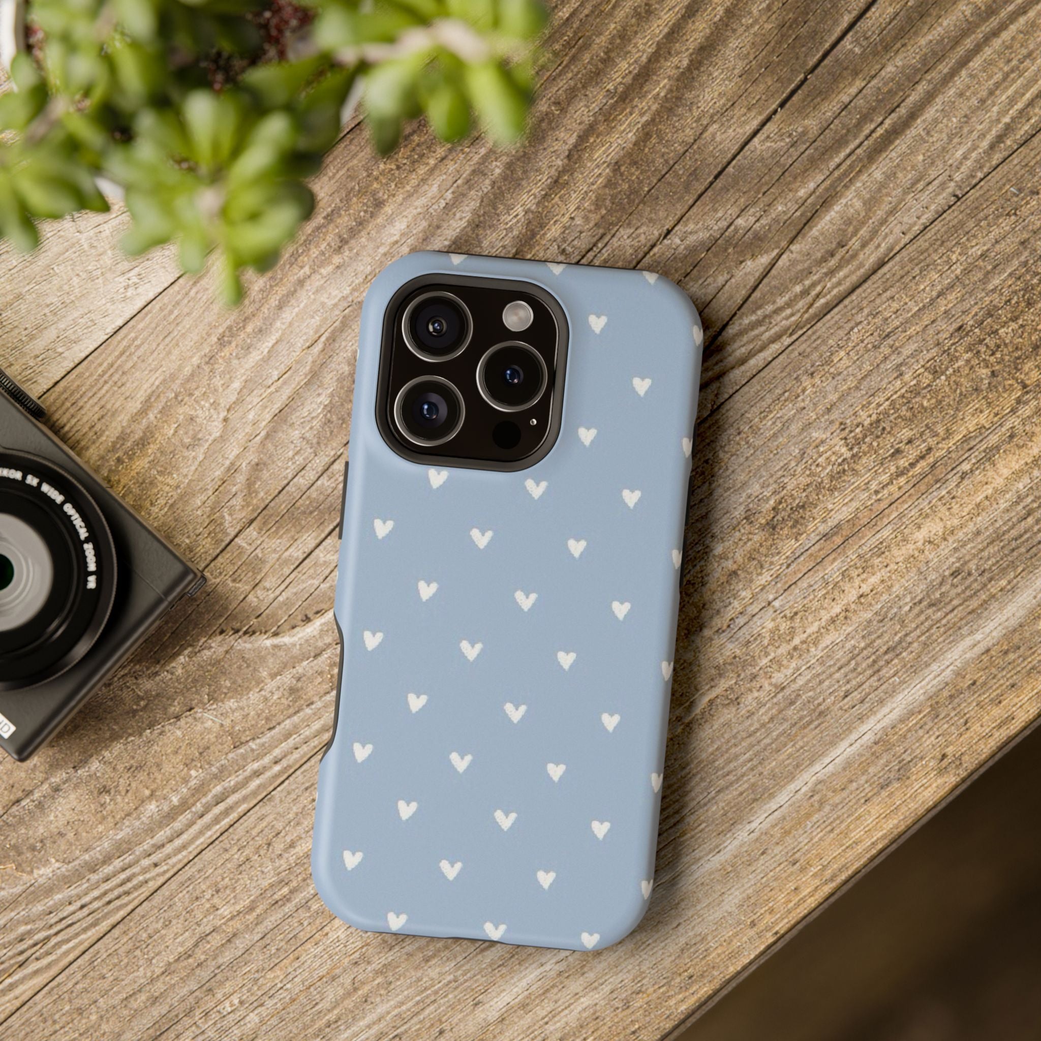 Blue Heart Pattern Magnetic Impact-Resistant Phone Case