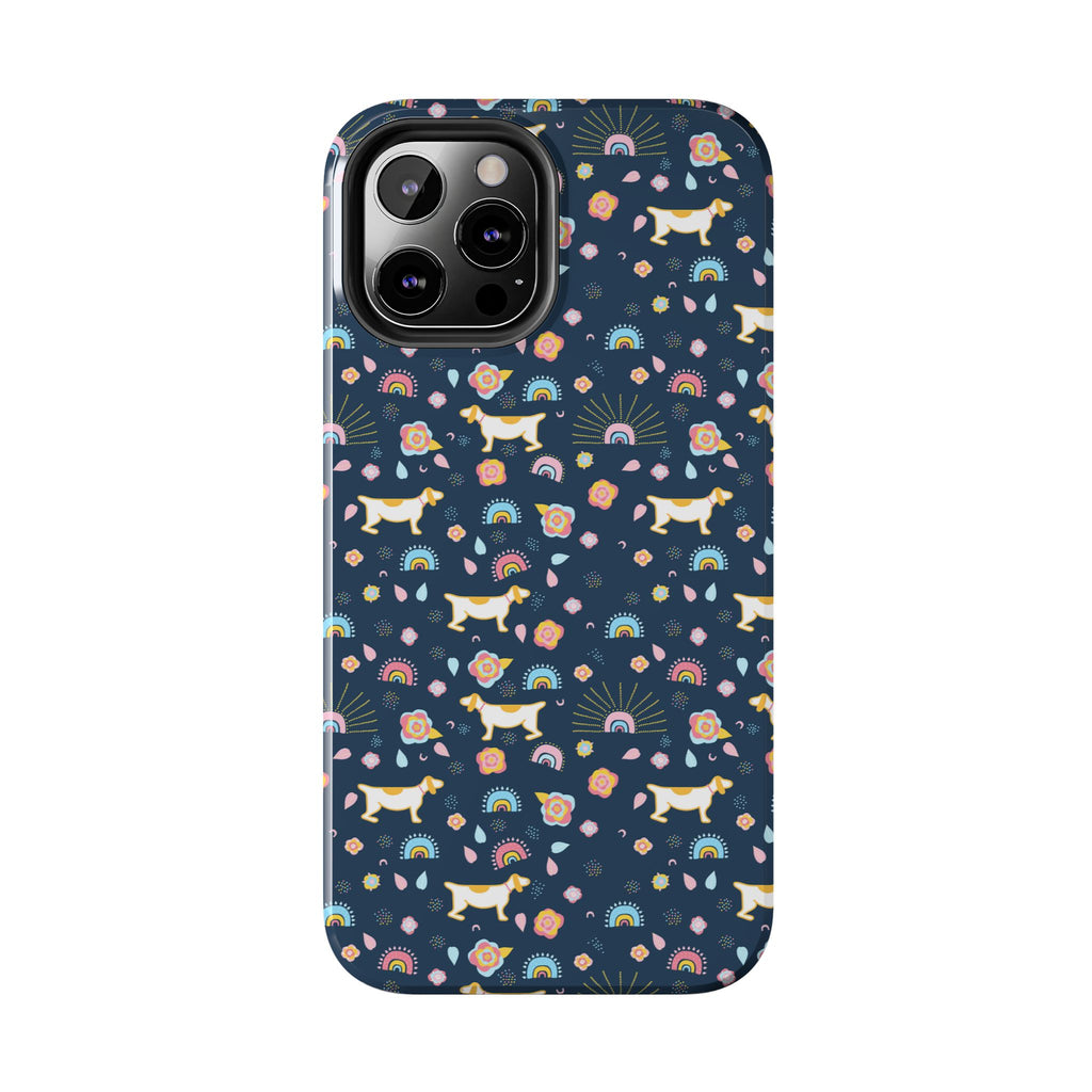 Dachshund Rainbows Tough Phone Case — Cute Floral Wiener Dog Protective Cover