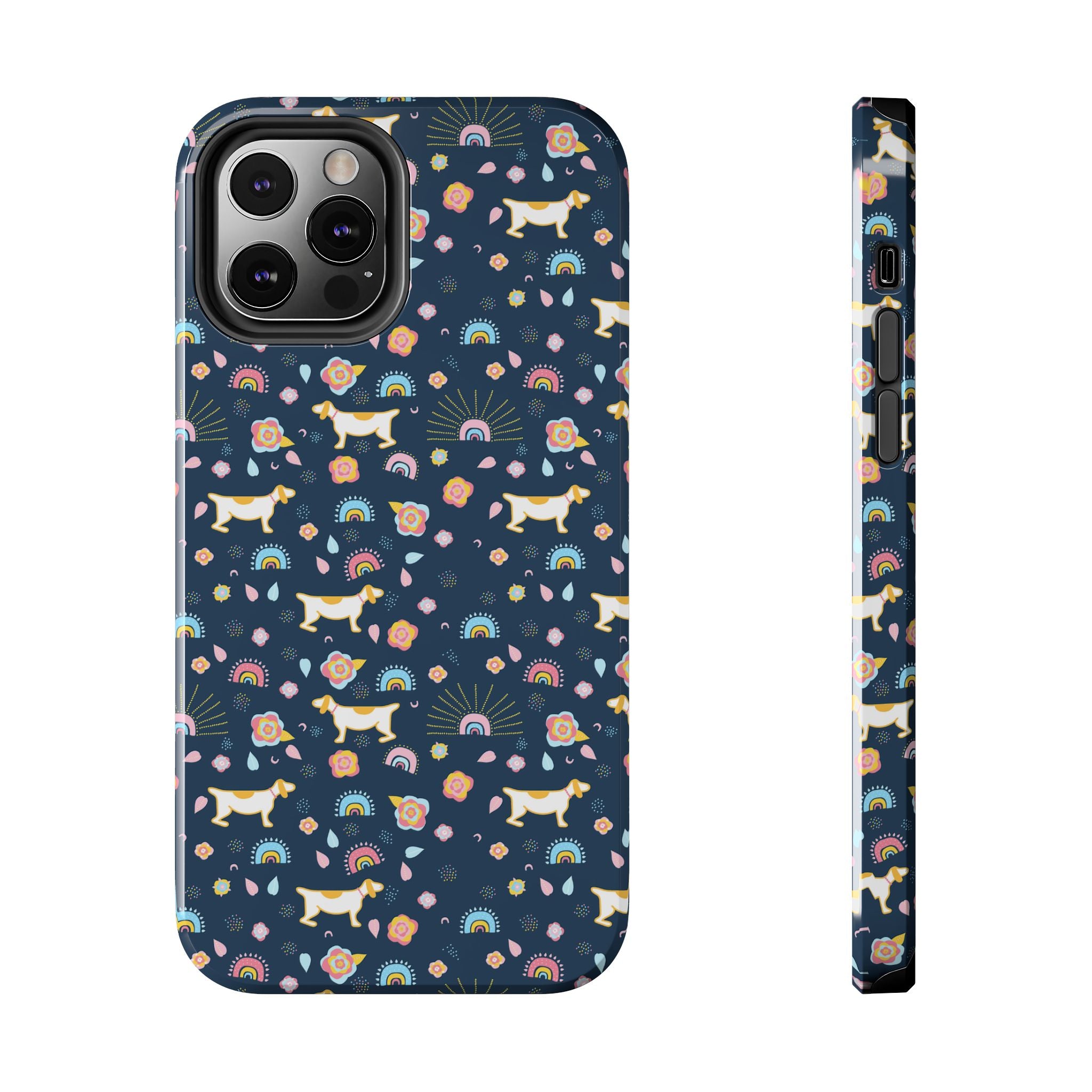 Dachshund Rainbows Tough Phone Case — Cute Floral Wiener Dog Protective Cover