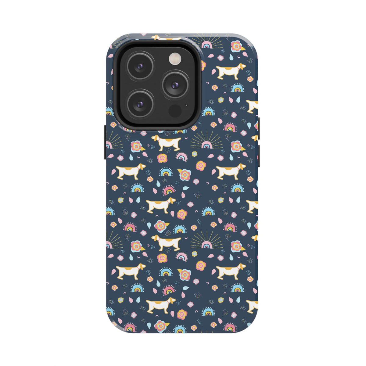 Dachshund Rainbows Tough Phone Case — Cute Floral Wiener Dog Protective Cover