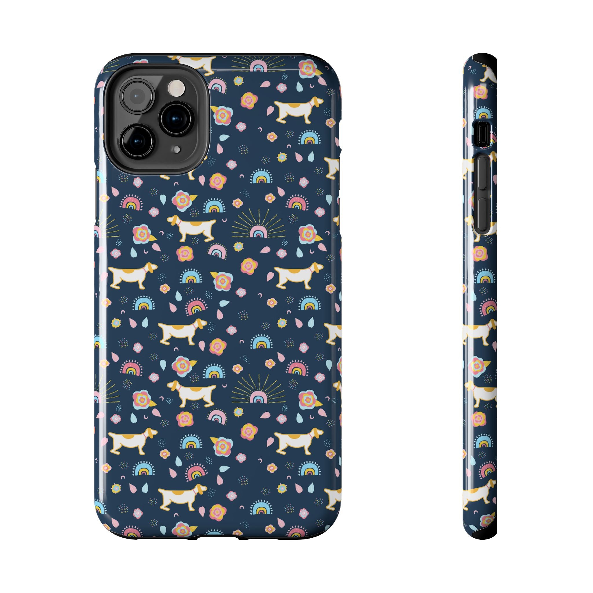 Dachshund Rainbows Tough Phone Case — Cute Floral Wiener Dog Protective Cover