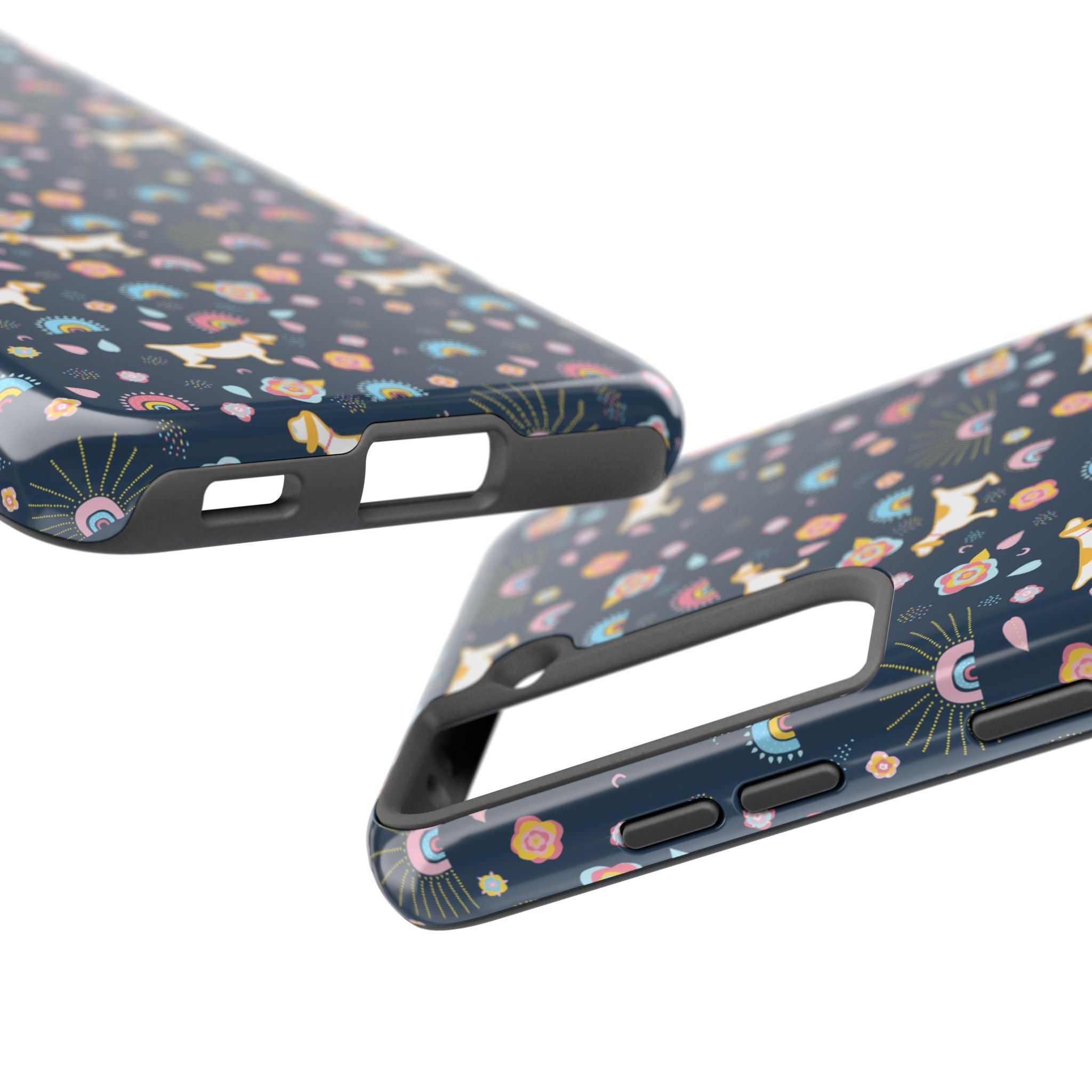Dachshund Rainbows Tough Phone Case — Cute Floral Wiener Dog Protective Cover