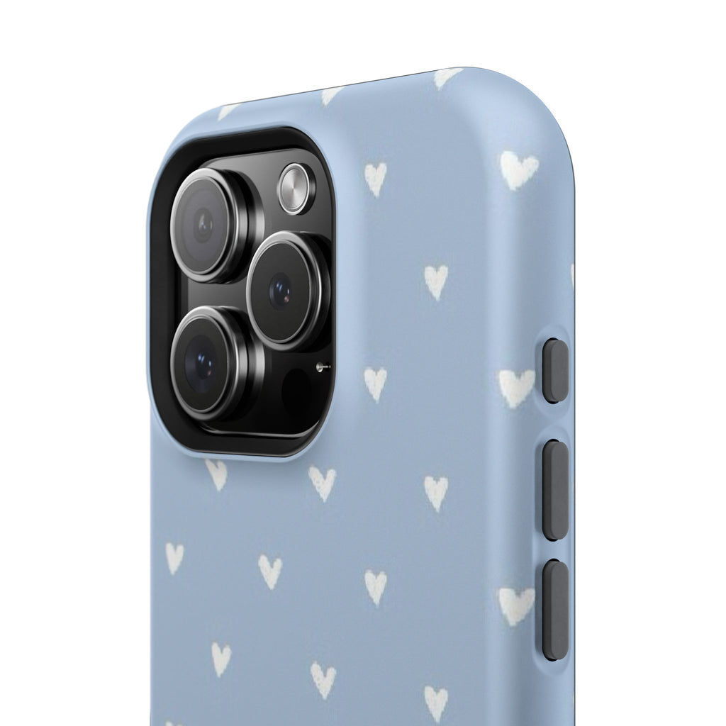 Blue Heart Pattern Magnetic Impact-Resistant Phone Case