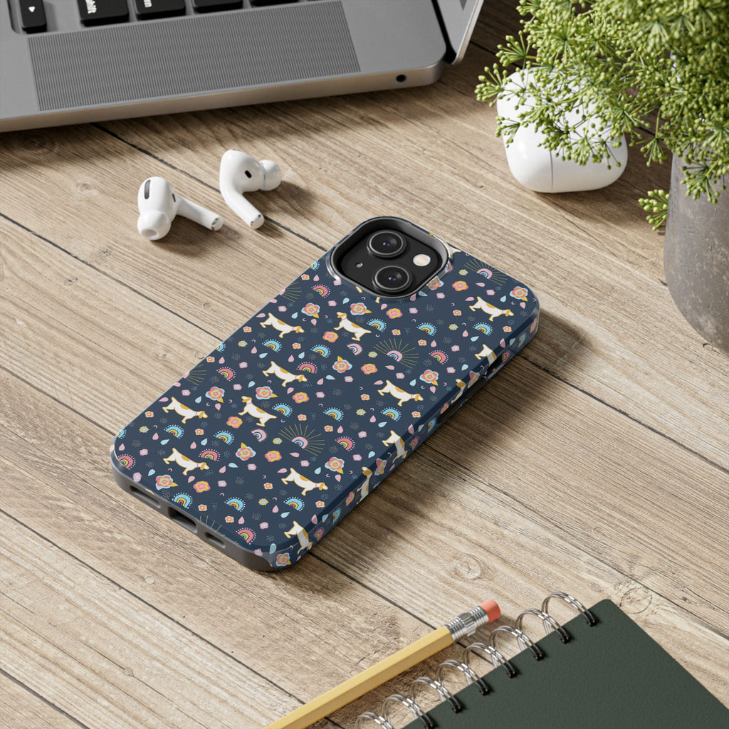 Dachshund Rainbows Tough Phone Case — Cute Floral Wiener Dog Protective Cover