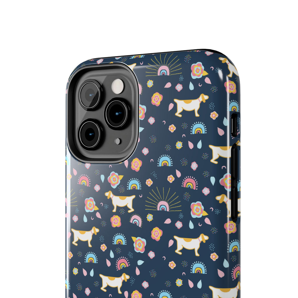 Dachshund Rainbows Tough Phone Case — Cute Floral Wiener Dog Protective Cover