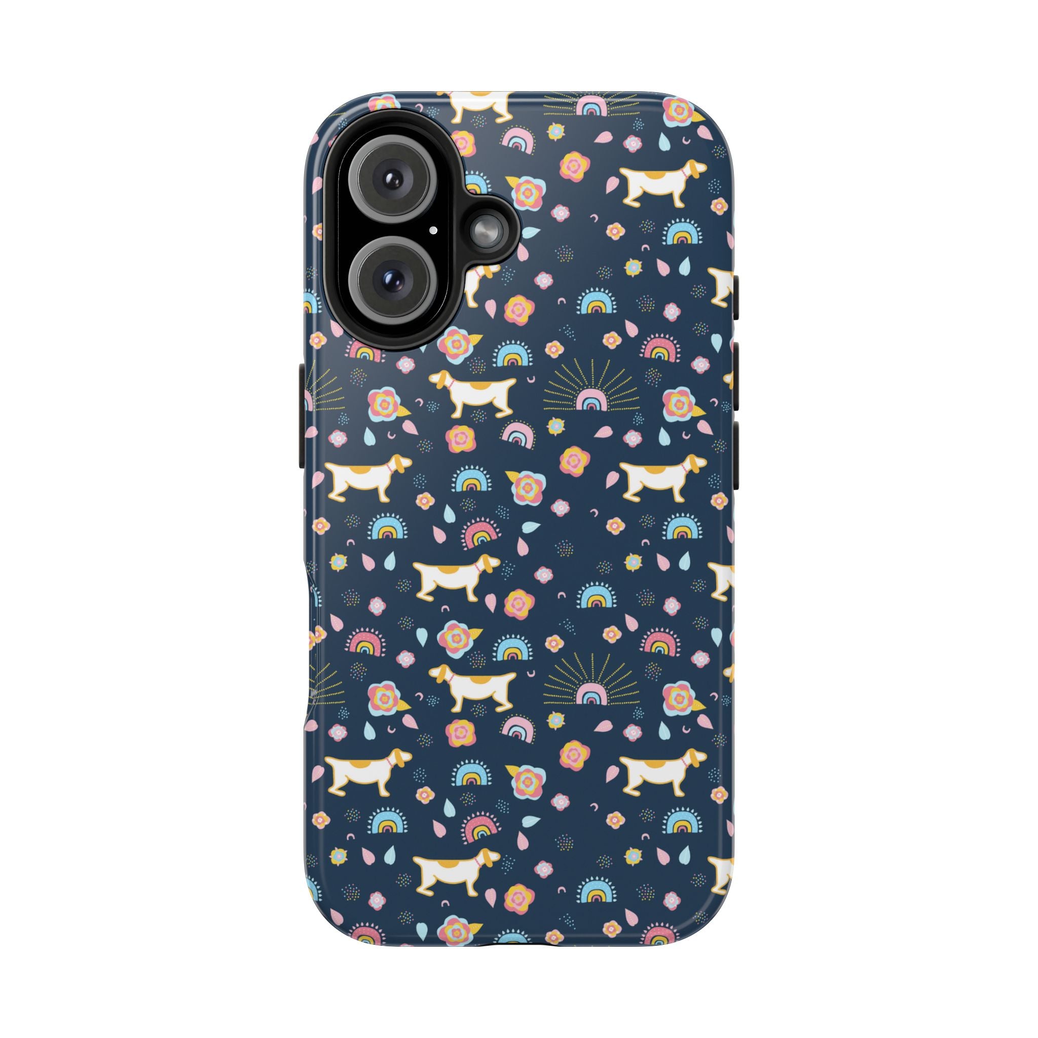 Dachshund Rainbows Tough Phone Case — Cute Floral Wiener Dog Protective Cover