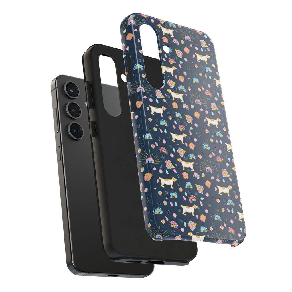 Dachshund Rainbows Tough Phone Case — Cute Floral Wiener Dog Protective Cover