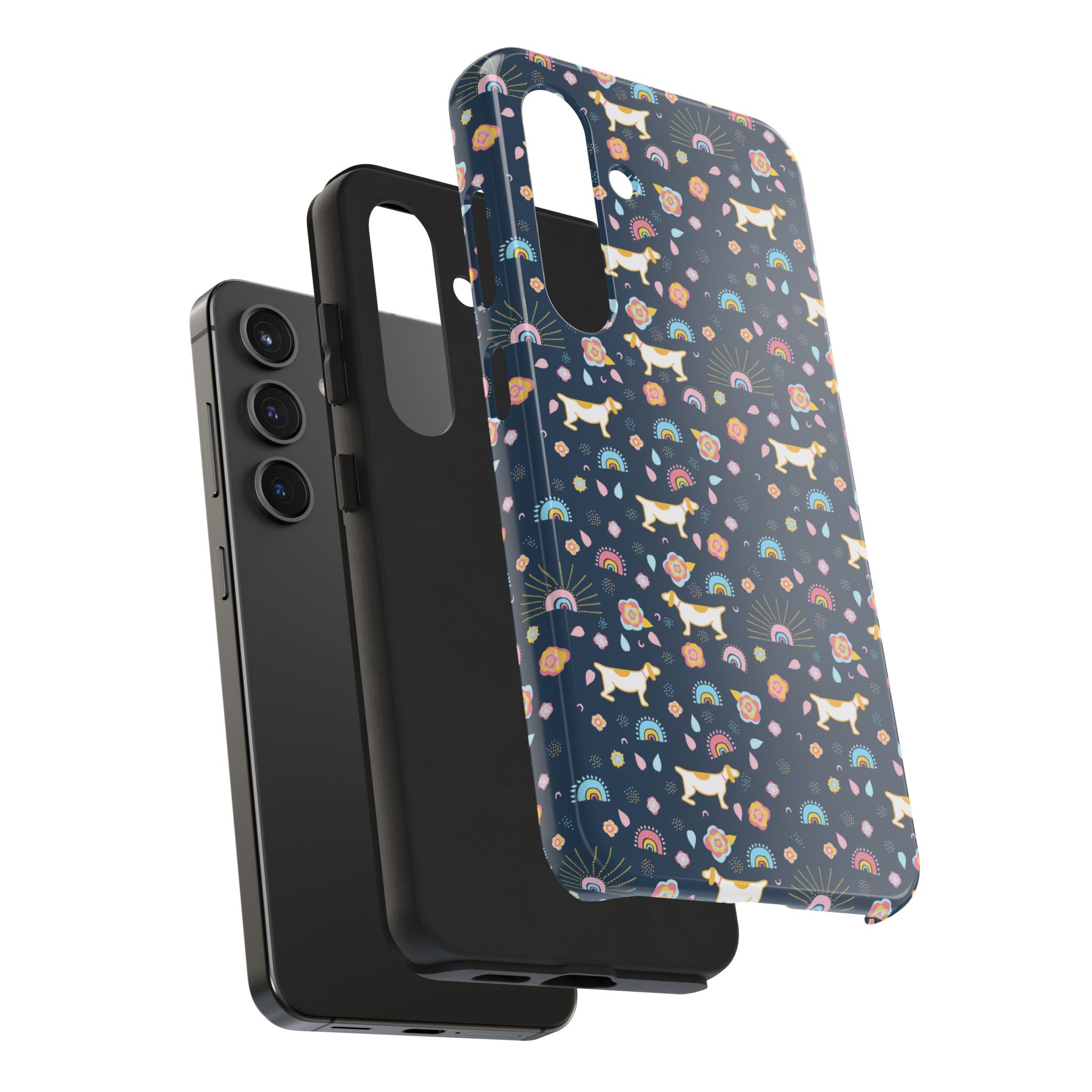 Dachshund Rainbows Tough Phone Case — Cute Floral Wiener Dog Protective Cover