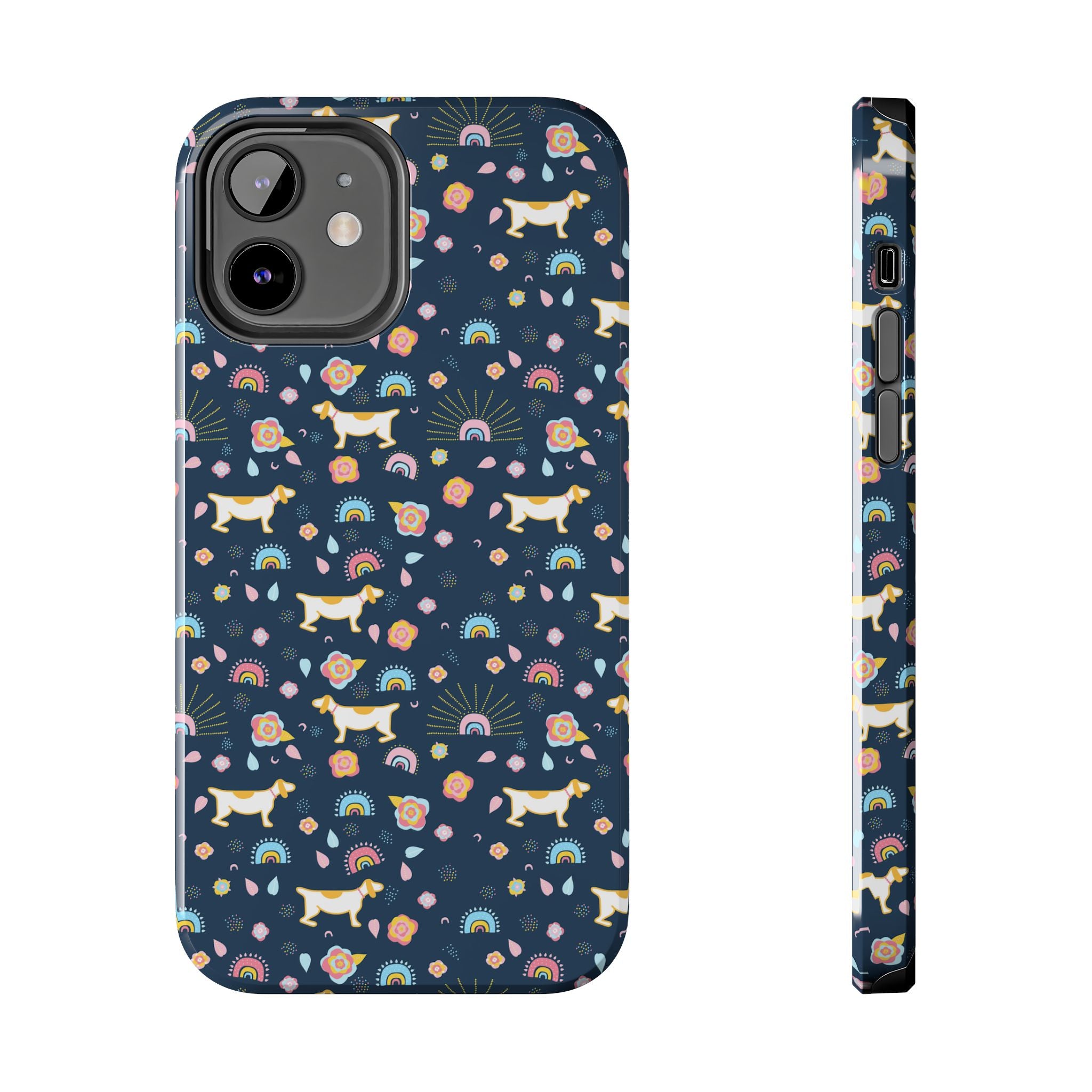 Dachshund Rainbows Tough Phone Case — Cute Floral Wiener Dog Protective Cover