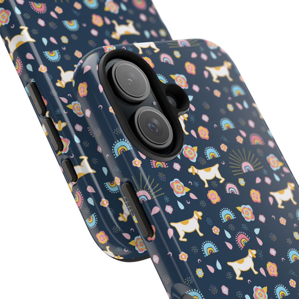 Dachshund Rainbows Tough Phone Case — Cute Floral Wiener Dog Protective Cover