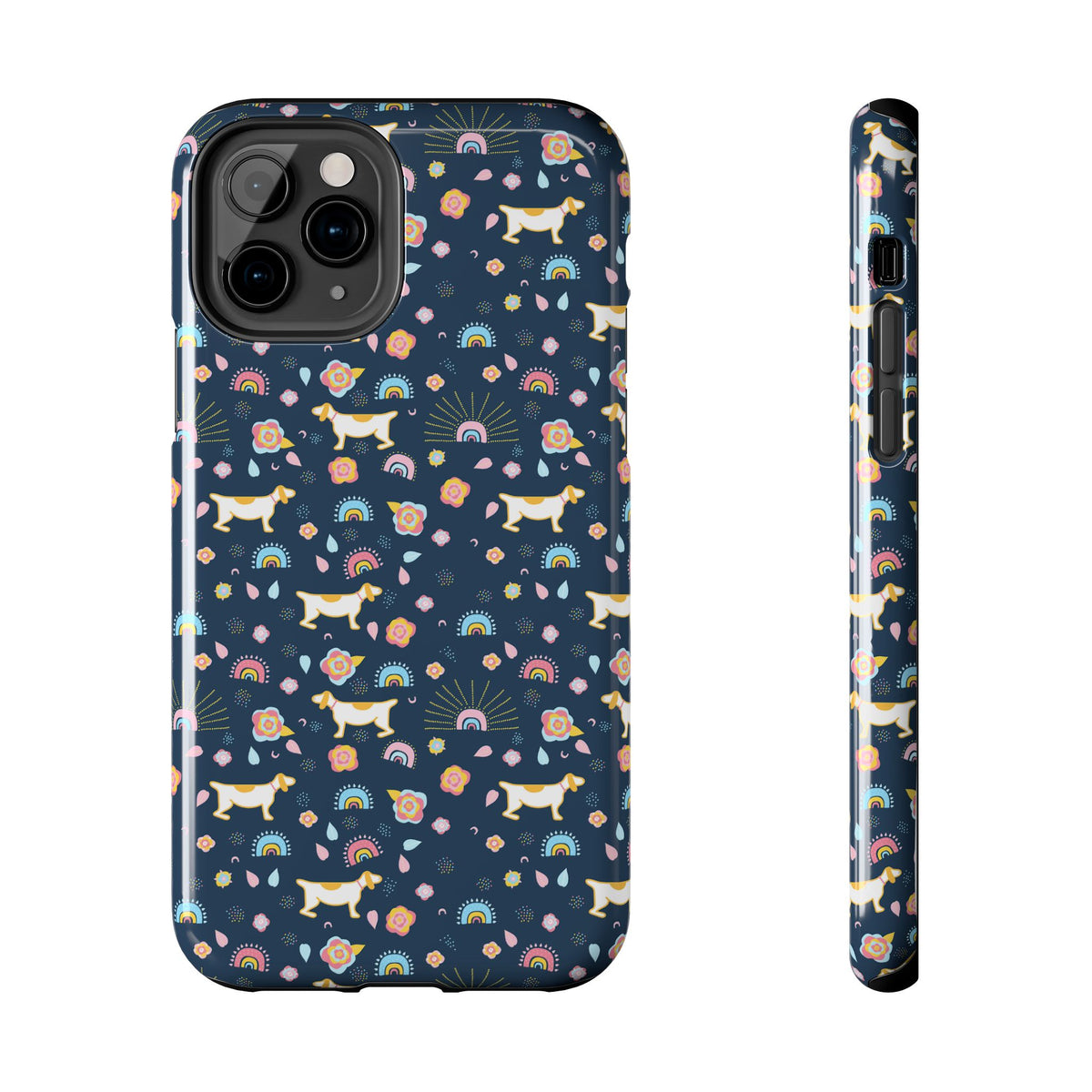 Dachshund Rainbows Tough Phone Case — Cute Floral Wiener Dog Protective Cover