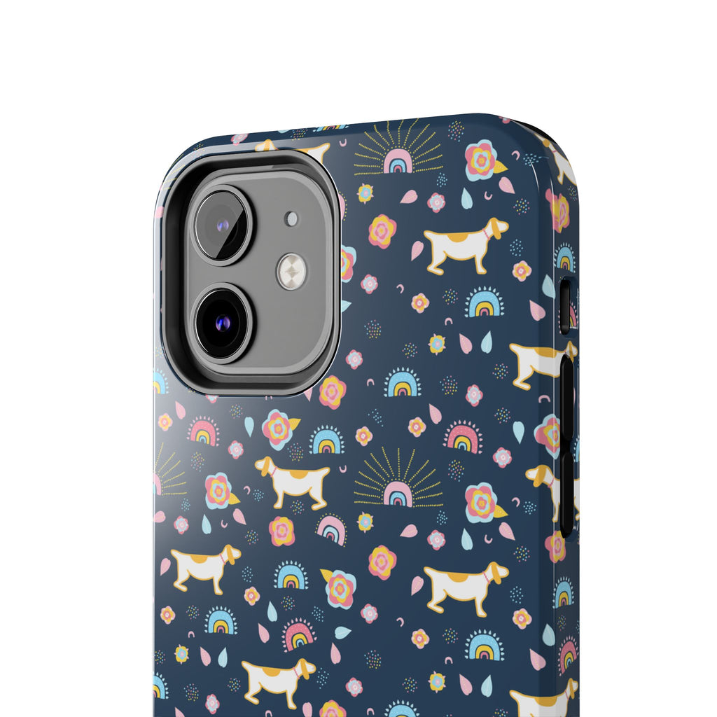 Dachshund Rainbows Tough Phone Case — Cute Floral Wiener Dog Protective Cover
