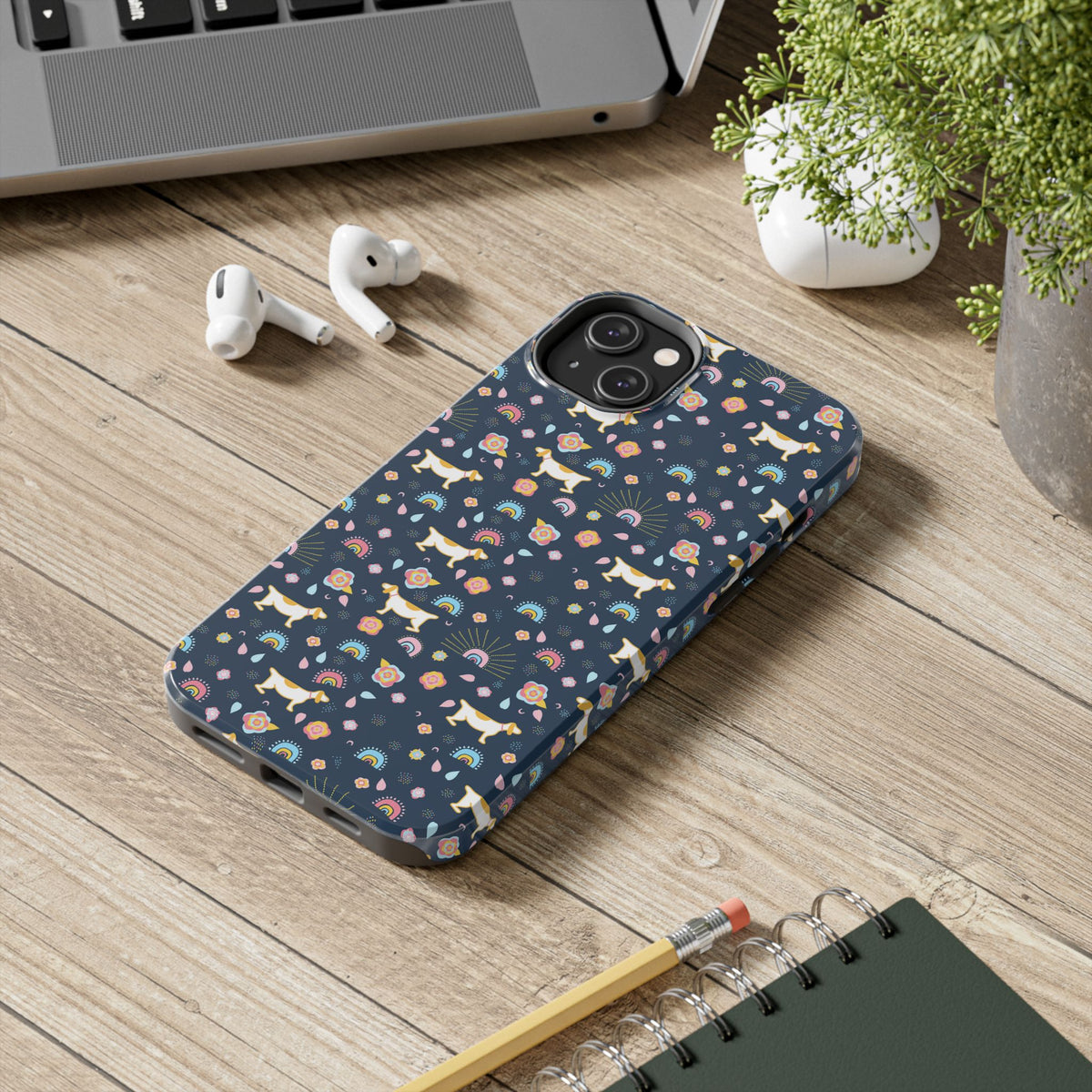 Dachshund Rainbows Tough Phone Case — Cute Floral Wiener Dog Protective Cover