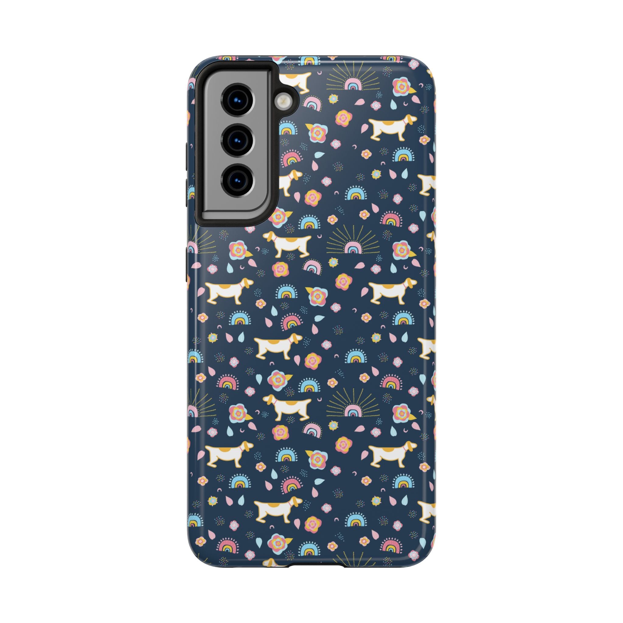 Dachshund Rainbows Tough Phone Case — Cute Floral Wiener Dog Protective Cover