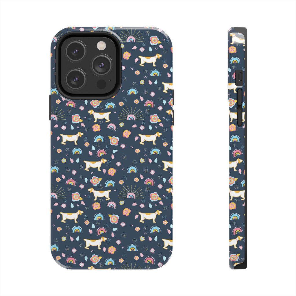 Dachshund Rainbows Tough Phone Case — Cute Floral Wiener Dog Protective Cover
