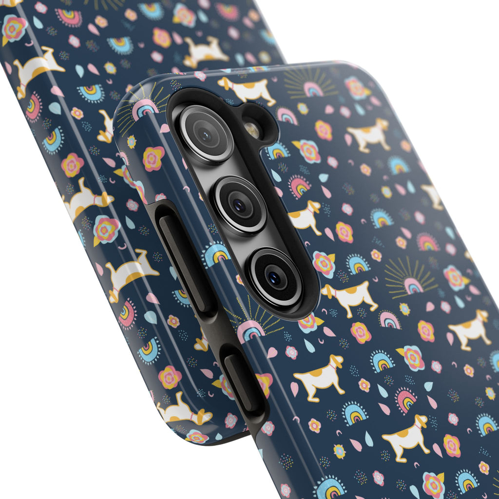 Dachshund Rainbows Tough Phone Case — Cute Floral Wiener Dog Protective Cover