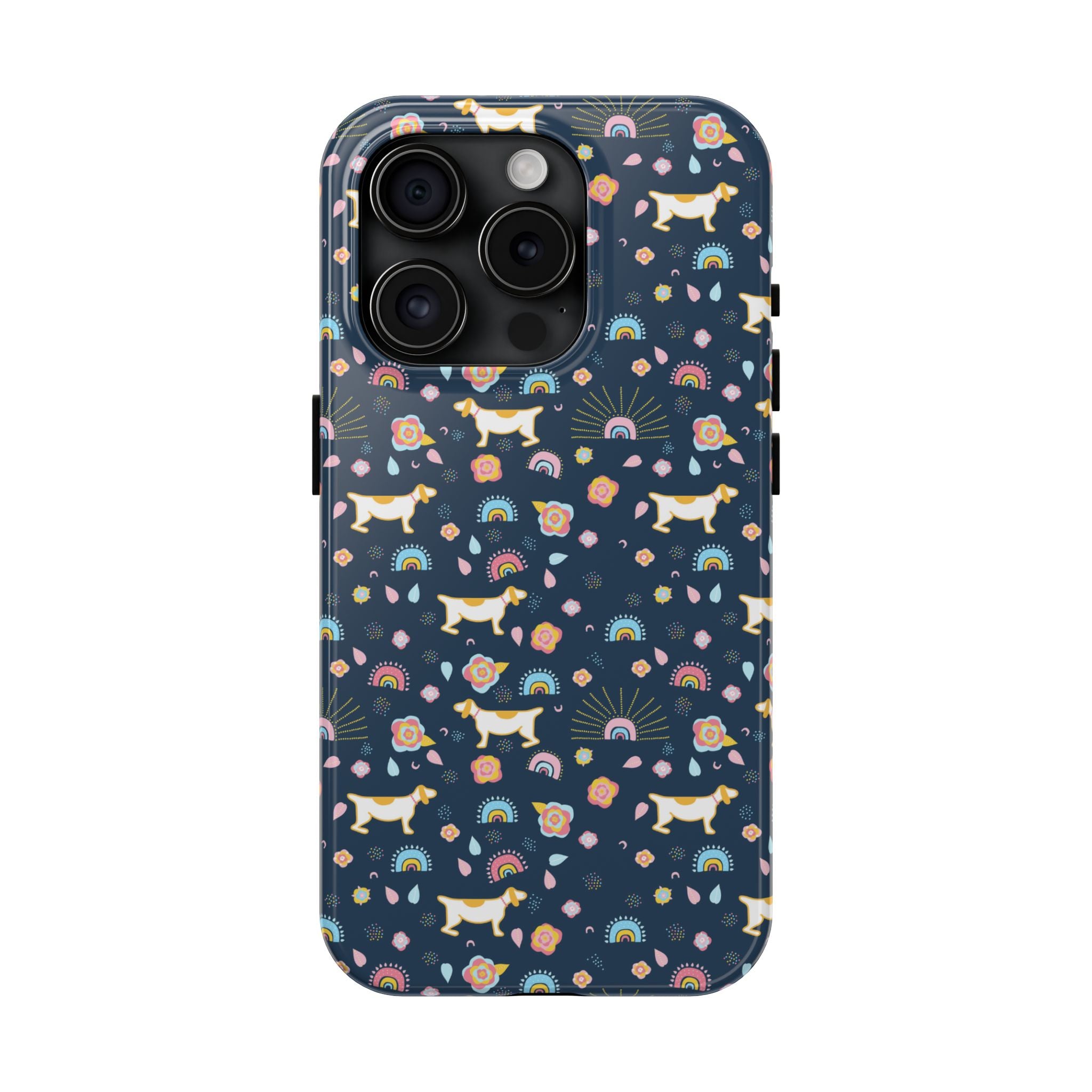 Dachshund Rainbows Tough Phone Case — Cute Floral Wiener Dog Protective Cover