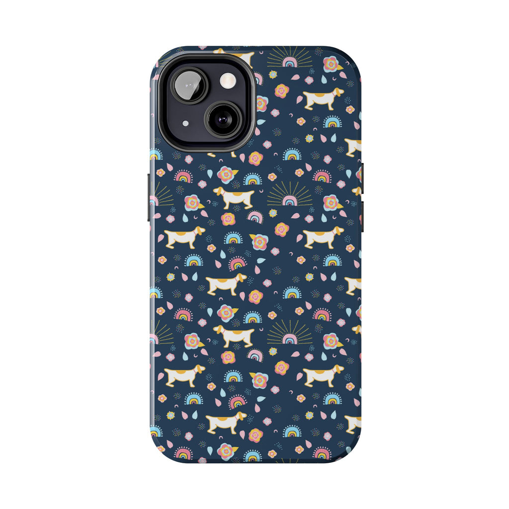 Dachshund Rainbows Tough Phone Case — Cute Floral Wiener Dog Protective Cover