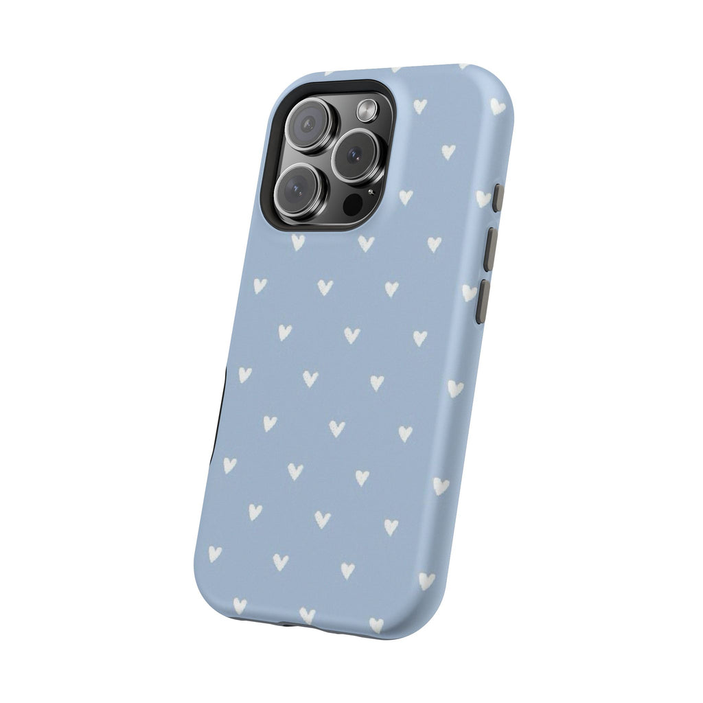Blue Heart Pattern Magnetic Impact-Resistant Phone Case