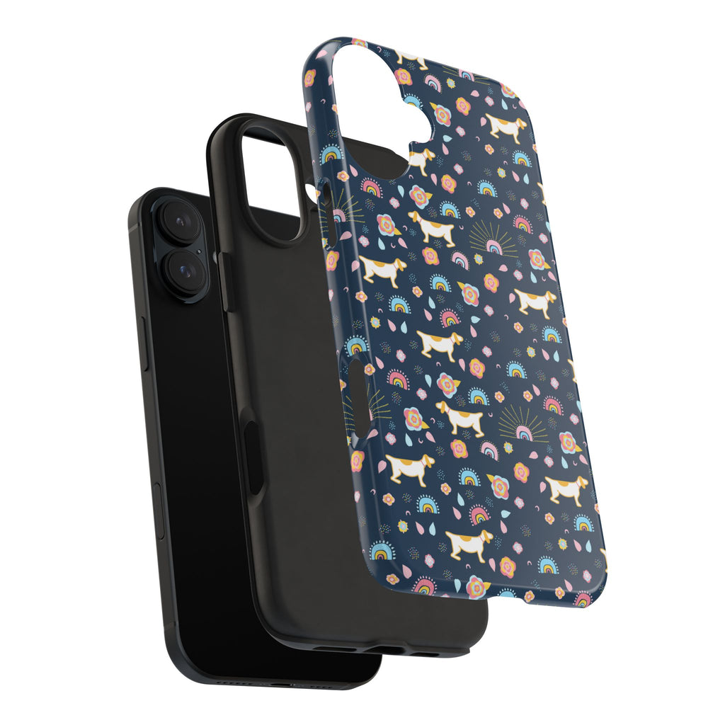 Dachshund Rainbows Tough Phone Case — Cute Floral Wiener Dog Protective Cover
