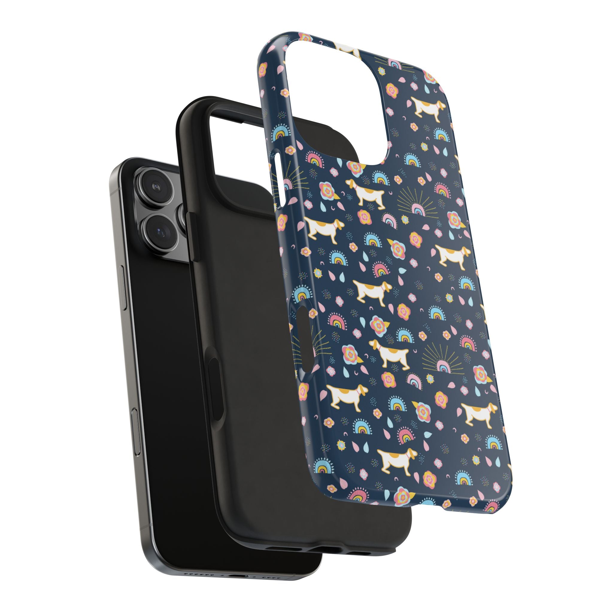 Dachshund Rainbows Tough Phone Case — Cute Floral Wiener Dog Protective Cover