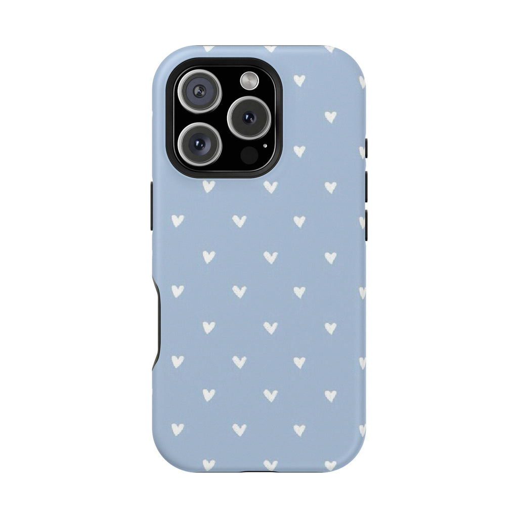 Blue Heart Pattern Magnetic Impact-Resistant Phone Case