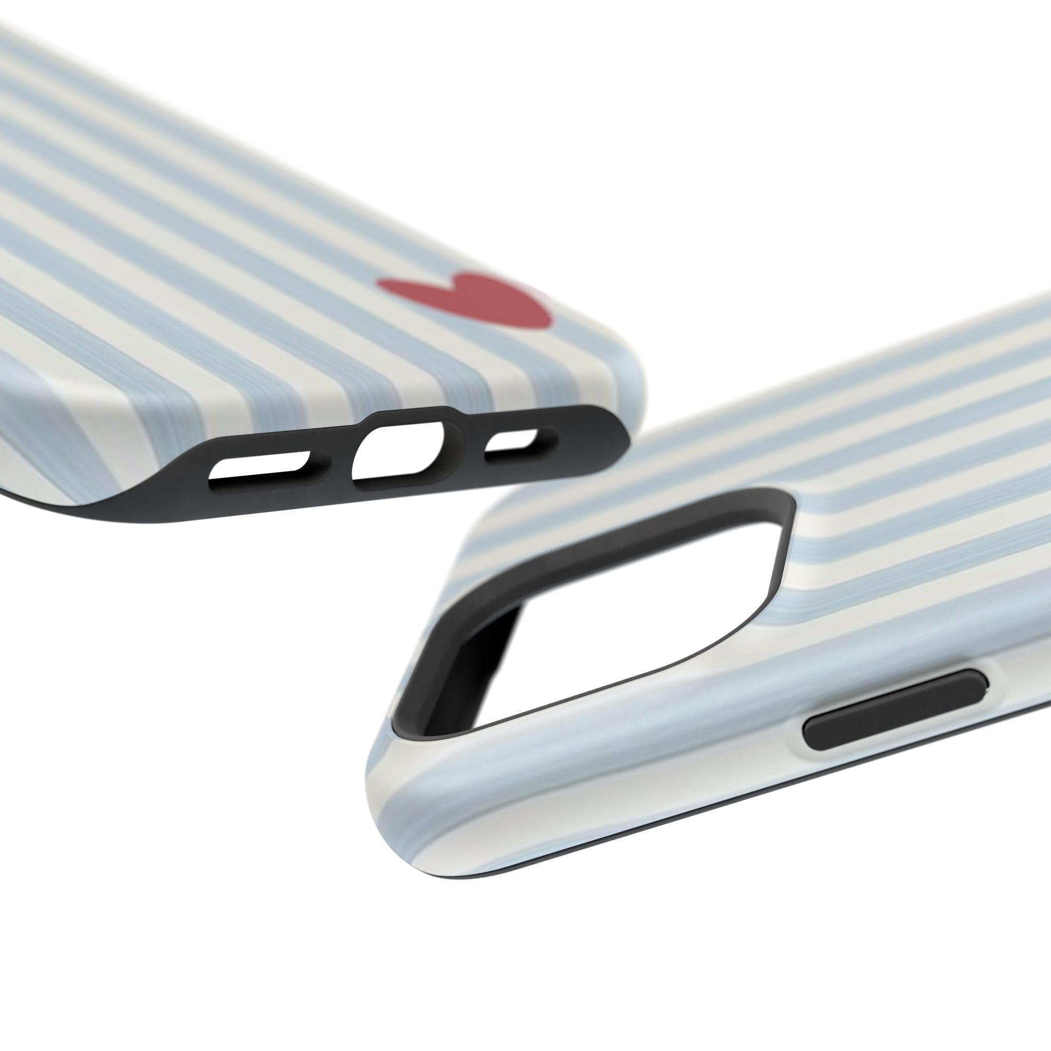 Striped Blue Heart Phone Case — Magnetic Impact-Resistant