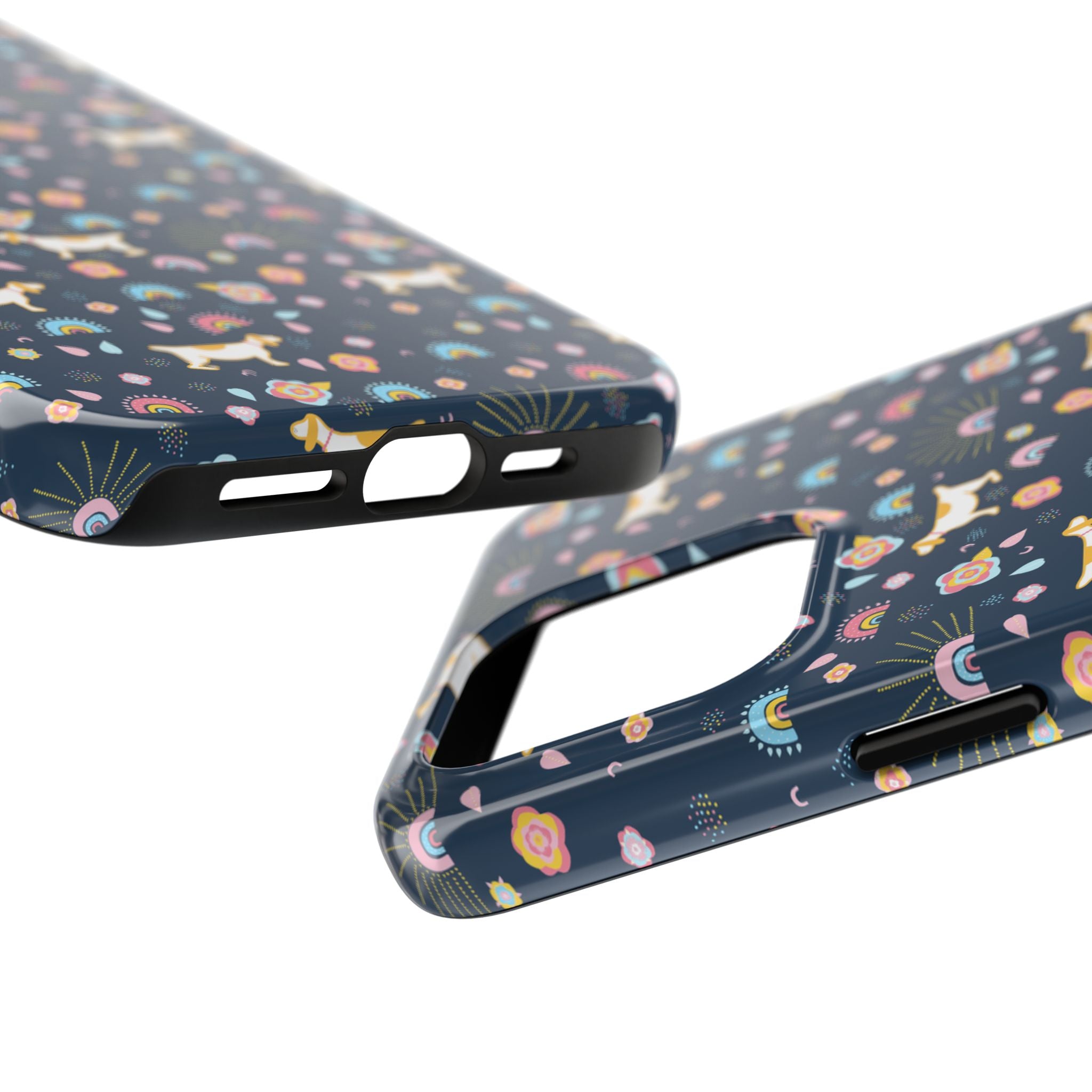Dachshund Rainbows Tough Phone Case — Cute Floral Wiener Dog Protective Cover