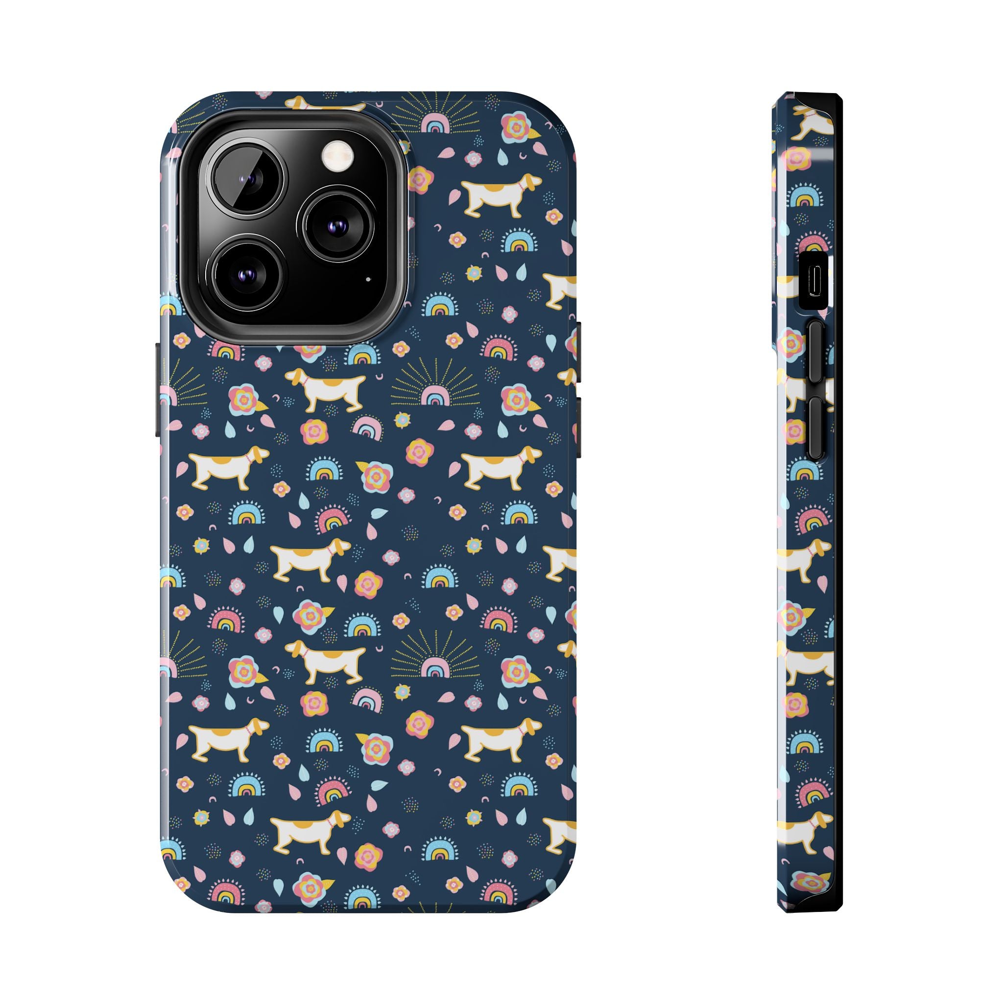 Dachshund Rainbows Tough Phone Case — Cute Floral Wiener Dog Protective Cover