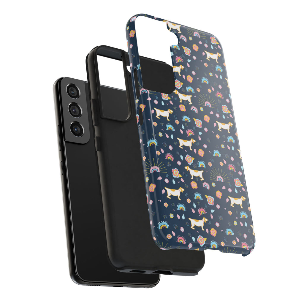 Dachshund Rainbows Tough Phone Case — Cute Floral Wiener Dog Protective Cover