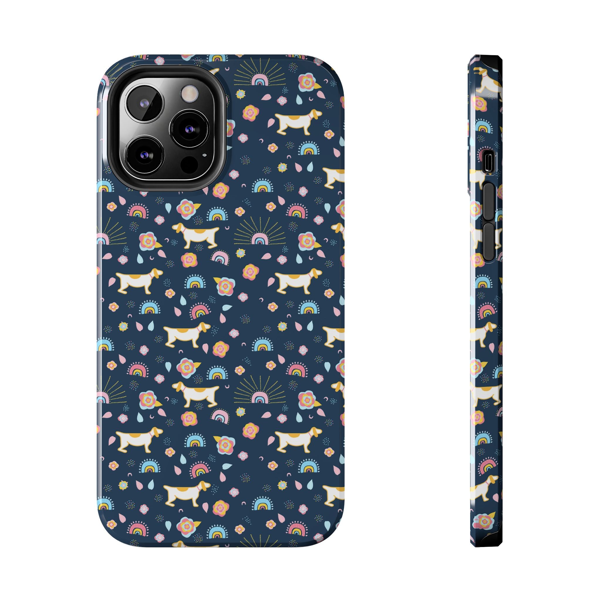 Dachshund Rainbows Tough Phone Case — Cute Floral Wiener Dog Protective Cover