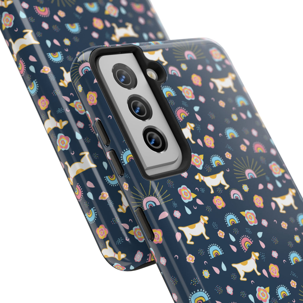 Dachshund Rainbows Tough Phone Case — Cute Floral Wiener Dog Protective Cover