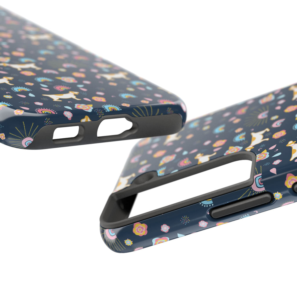 Dachshund Rainbows Tough Phone Case — Cute Floral Wiener Dog Protective Cover