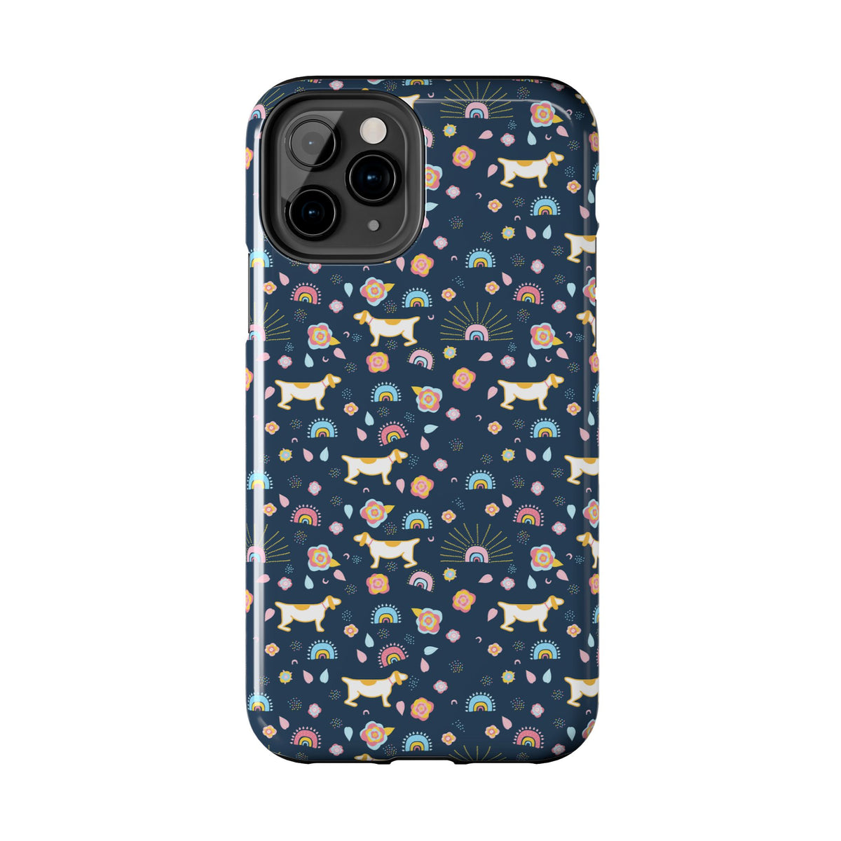 Dachshund Rainbows Tough Phone Case — Cute Floral Wiener Dog Protective Cover