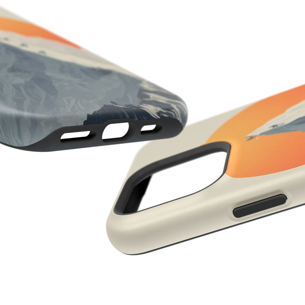 Mountain Summit Phone Case — Climbers Silhouette with Orange Sun