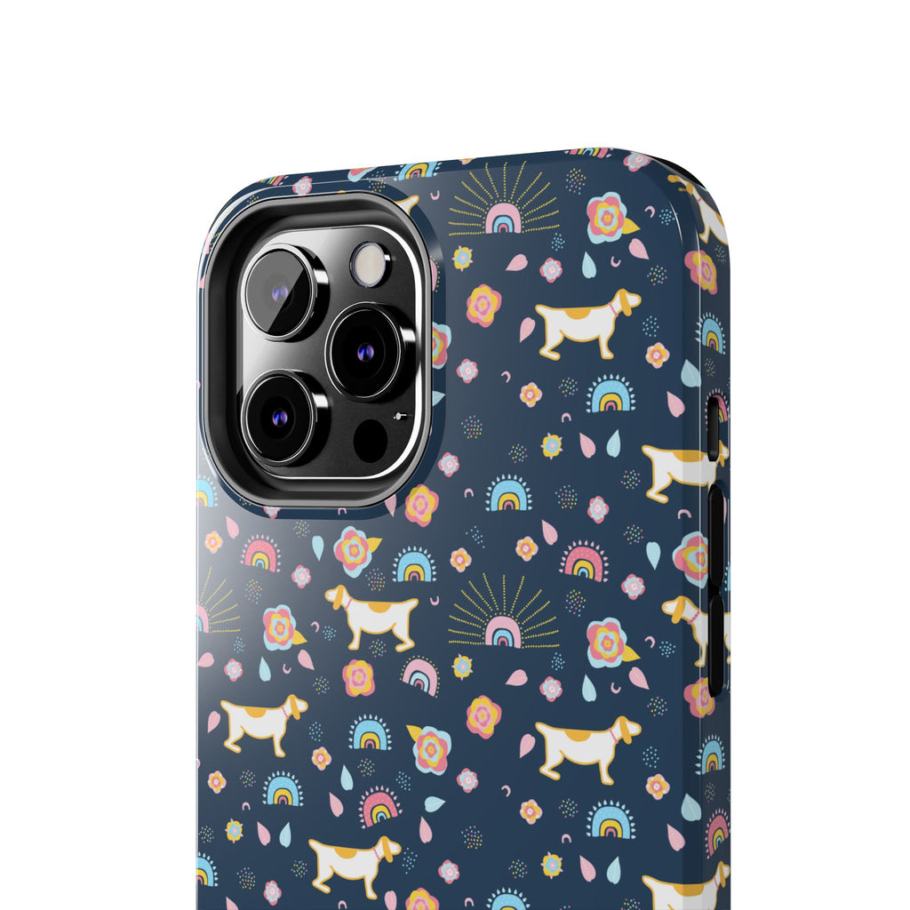 Dachshund Rainbows Tough Phone Case — Cute Floral Wiener Dog Protective Cover