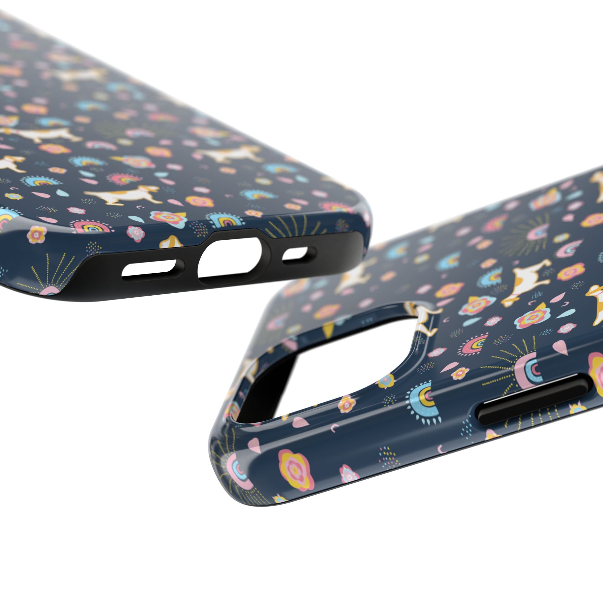 Dachshund Rainbows Tough Phone Case — Cute Floral Wiener Dog Protective Cover