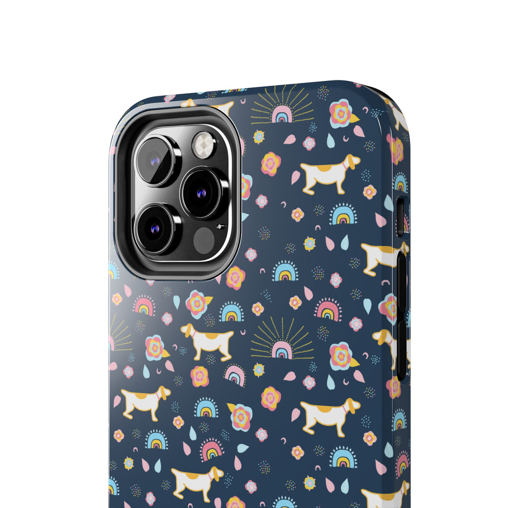 Dachshund Rainbows Tough Phone Case — Cute Floral Wiener Dog Protective Cover