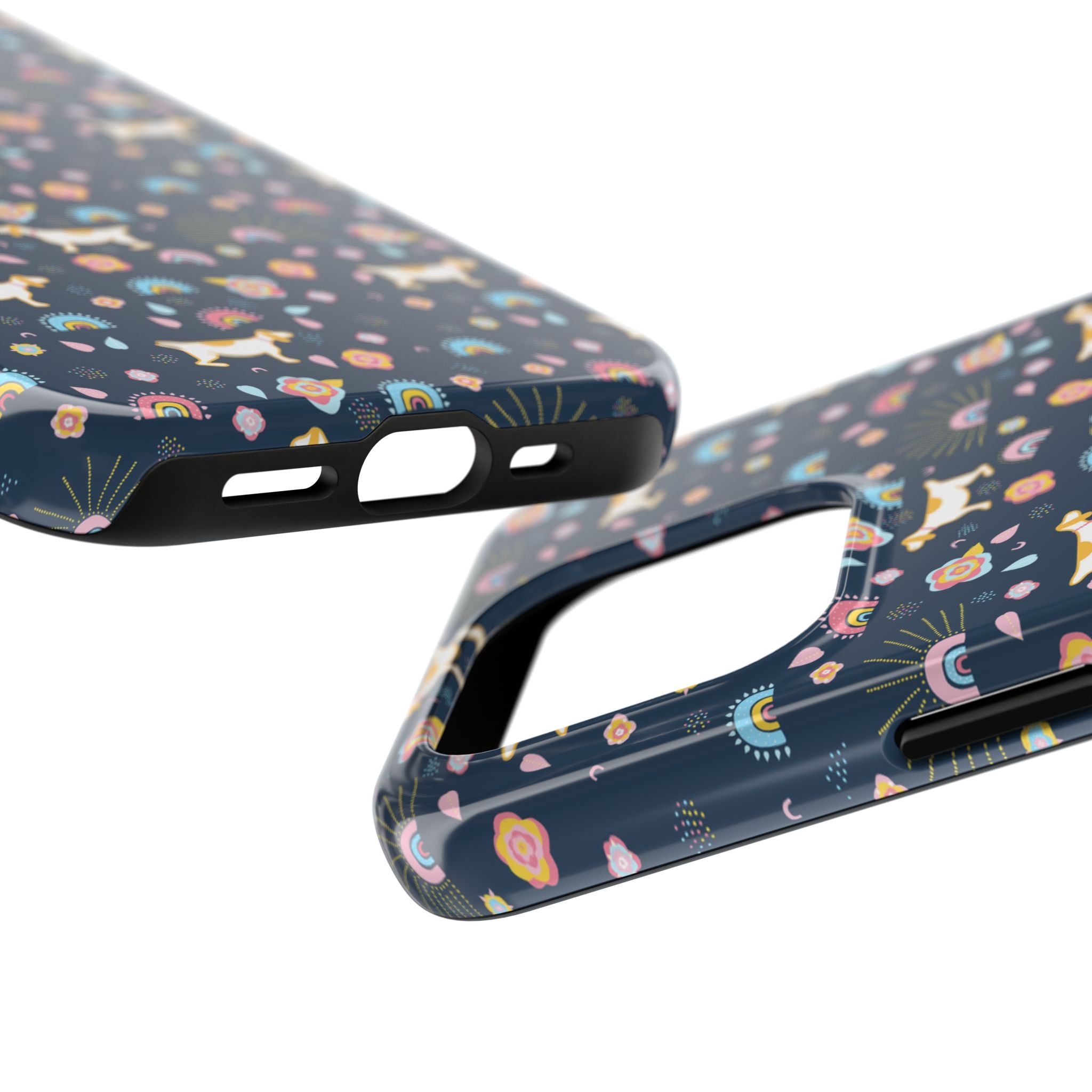 Dachshund Rainbows Tough Phone Case — Cute Floral Wiener Dog Protective Cover
