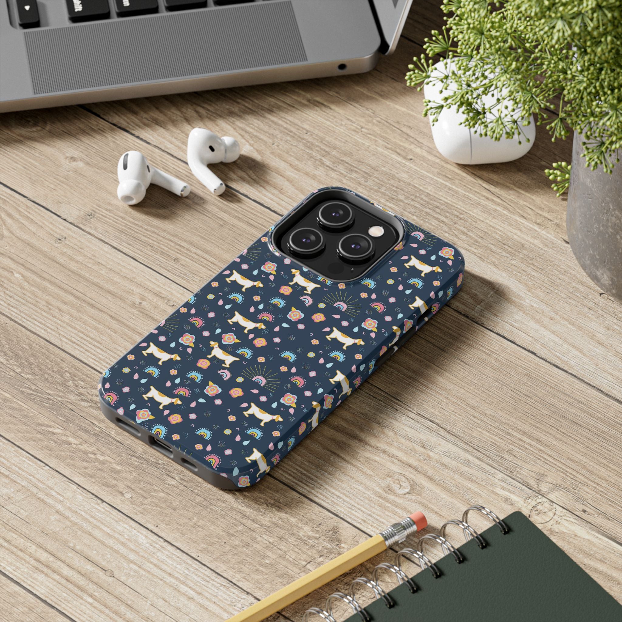 Dachshund Rainbows Tough Phone Case — Cute Floral Wiener Dog Protective Cover